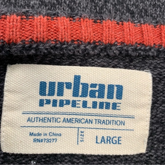 Urban Pipeline Grandpa Sweater  Crew Neck Gray Southwest Print Long Sleeve Retro - Picture 7 of 10